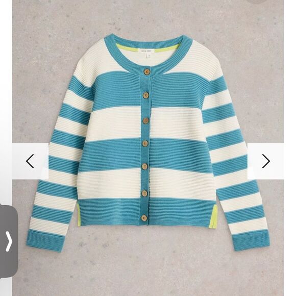 White Stuff NEW Jana Cardi Striped Cardigan Oversized Sz 4 P2P 19.75“ - Picture 5 of 14